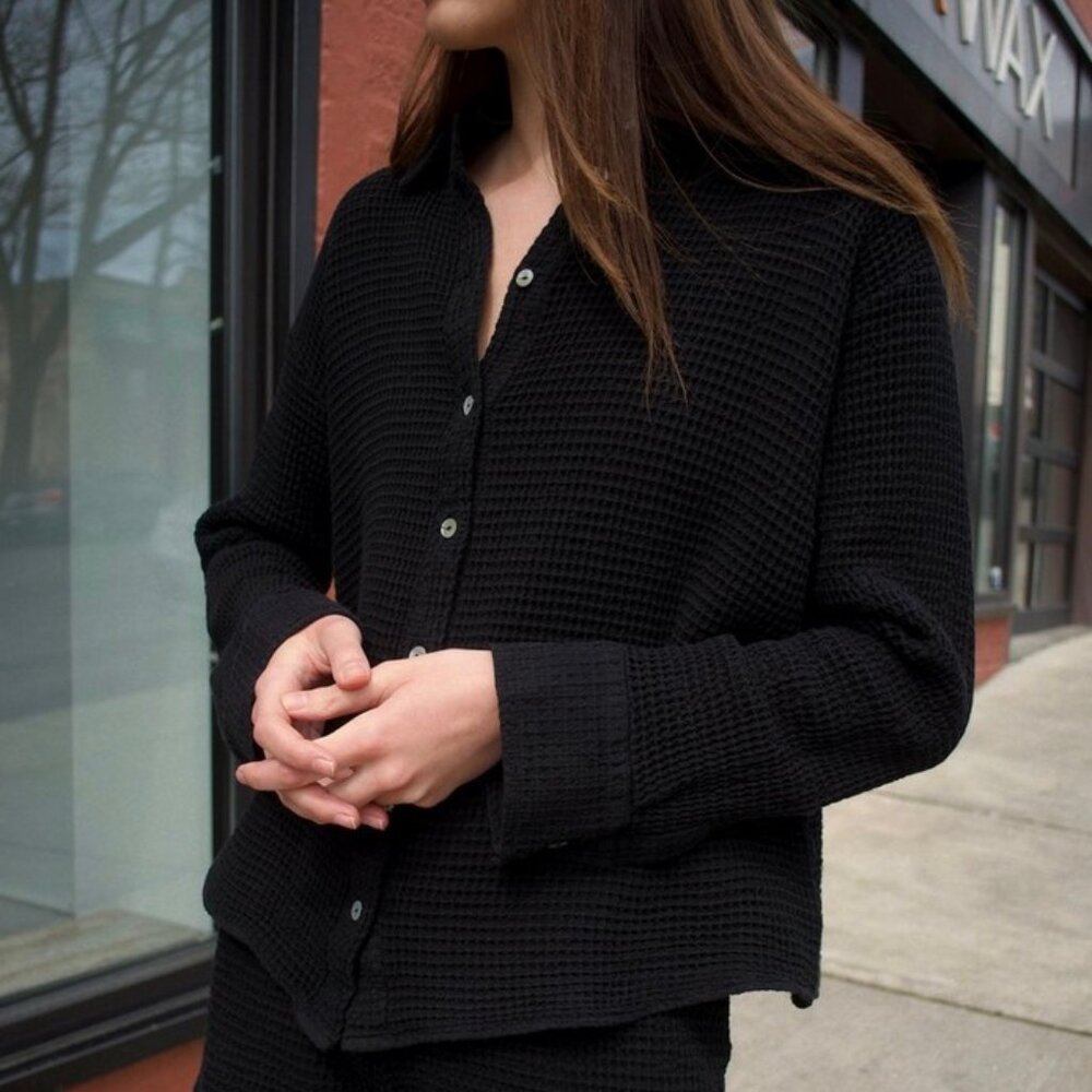 Donni Waffle Knit Button Down